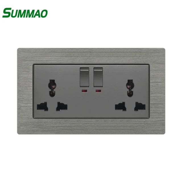 5 Pieces Of Modern Design 13amp Double Grey Wall Socket