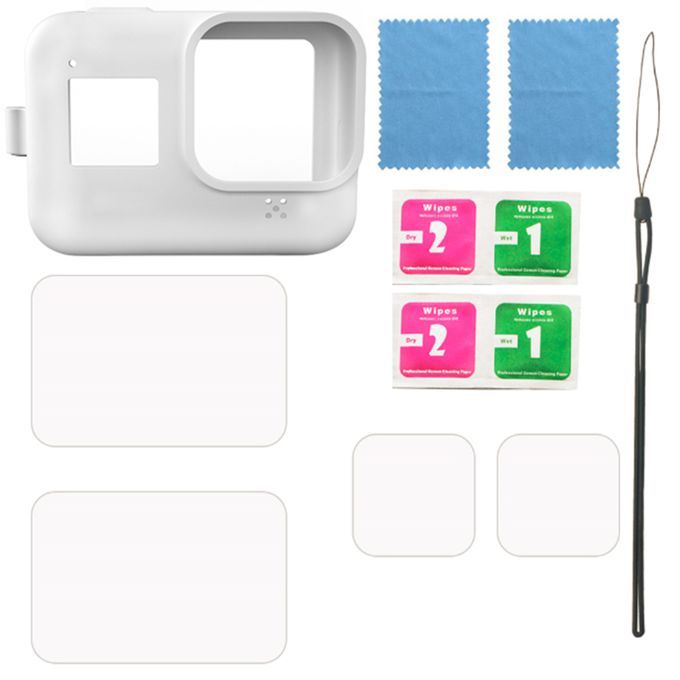 Silicone Full Cover Action Camera Protective Case Kit-White