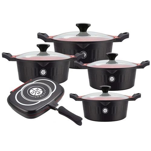 10 PIECES DIE-CAST COOKWARE SET - BLACK