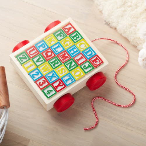 Wooden Alphabets, Numbers & Objects Blocks In Wheels