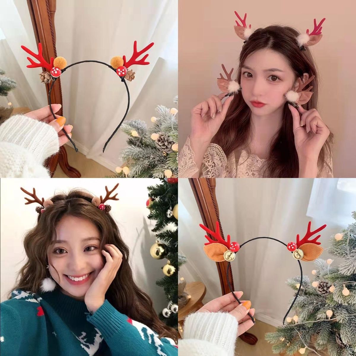 Headwear Deer horn bell hair hoop Sen series adult children duck bill clip Christmas hairpin hairpin hair clip