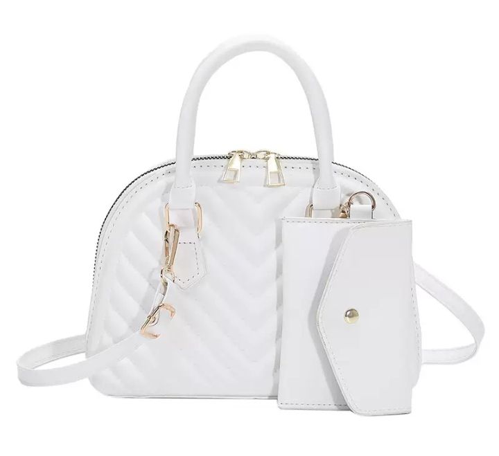 Ladies VV 2 In 1 Handbag N Purse- White