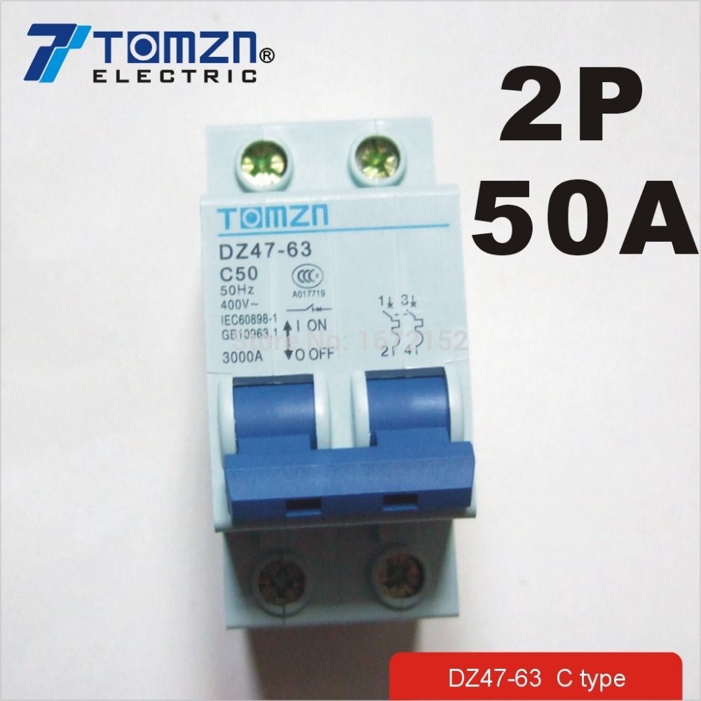 Circuit Breaker 60HZ MCB 50HZ Ty Breaker 2P AC 400V~ 50A