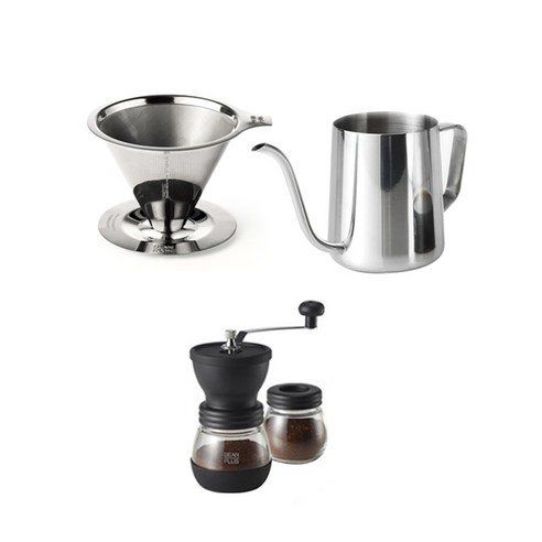 Bean Plus Coffee Dripper + Drip Pot Ceramic Hand Mill Manual