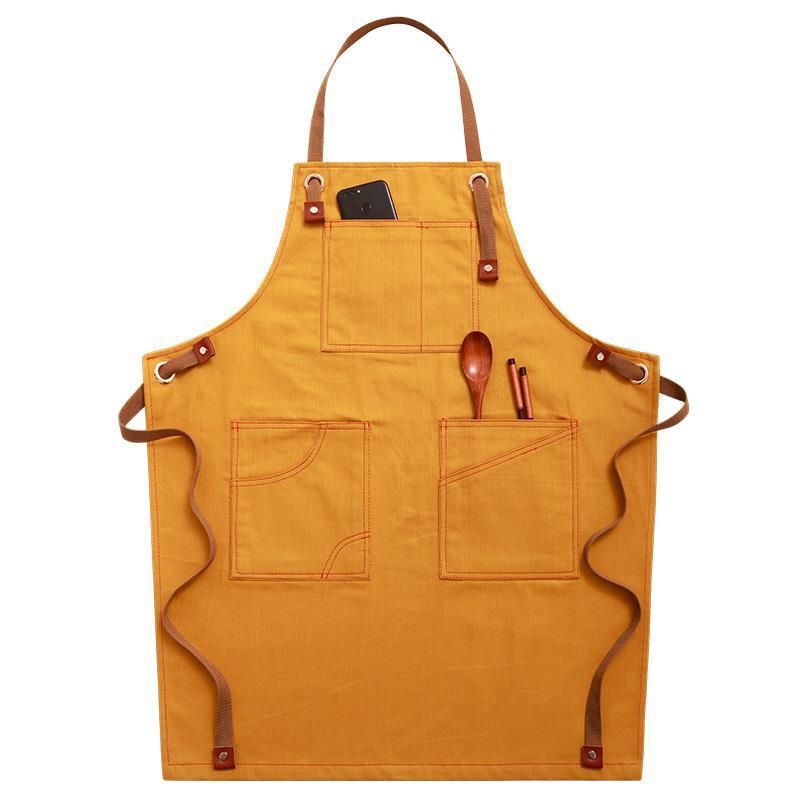 Household Denim Apron Barista Floral Tea Shop Barber Work Clothes, Specification: For Children 57cm(Yellow)