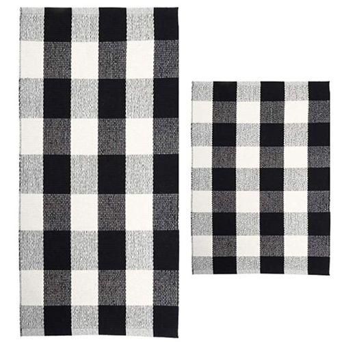 Classic Buffalo Black & White Plaid Checkered Rug