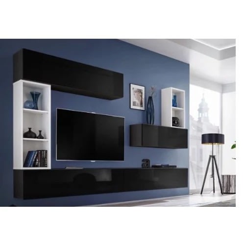 Black & White Tv Wall Unit