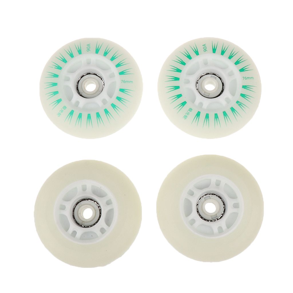 4 Pieces Anti-slip LED Lights Flashing Inline 76mm Green