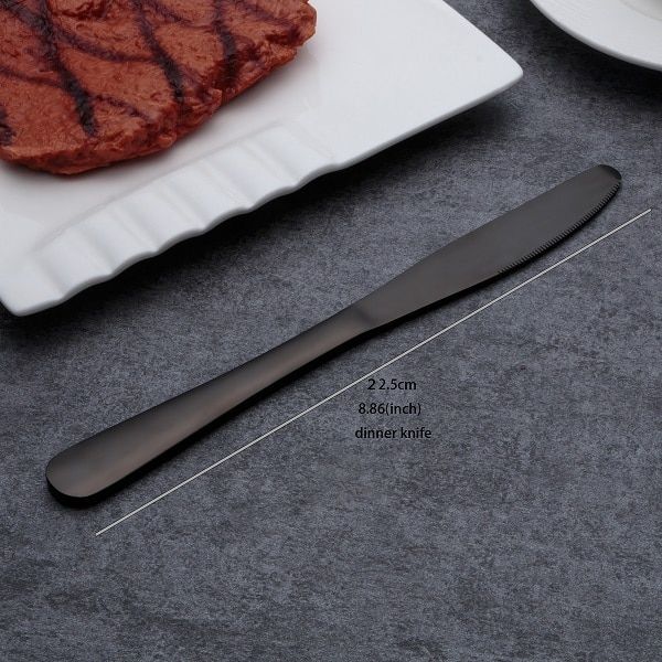 Fork Spoon Stainless Steel Black Cutlery Tableware Set