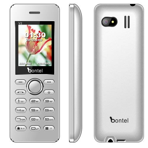 V2-slim Metal Frame 1000mAh Mobile Phone - Silver