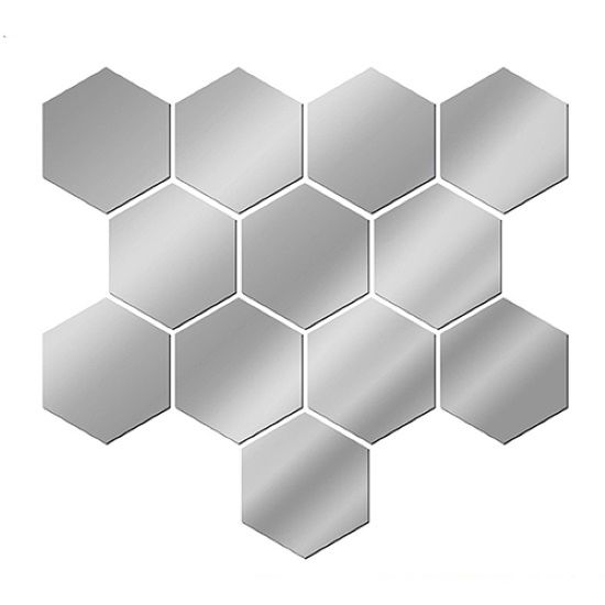12Pcs/Set Hexagonal Acrylic Mirror Wall Decals DIY Home-