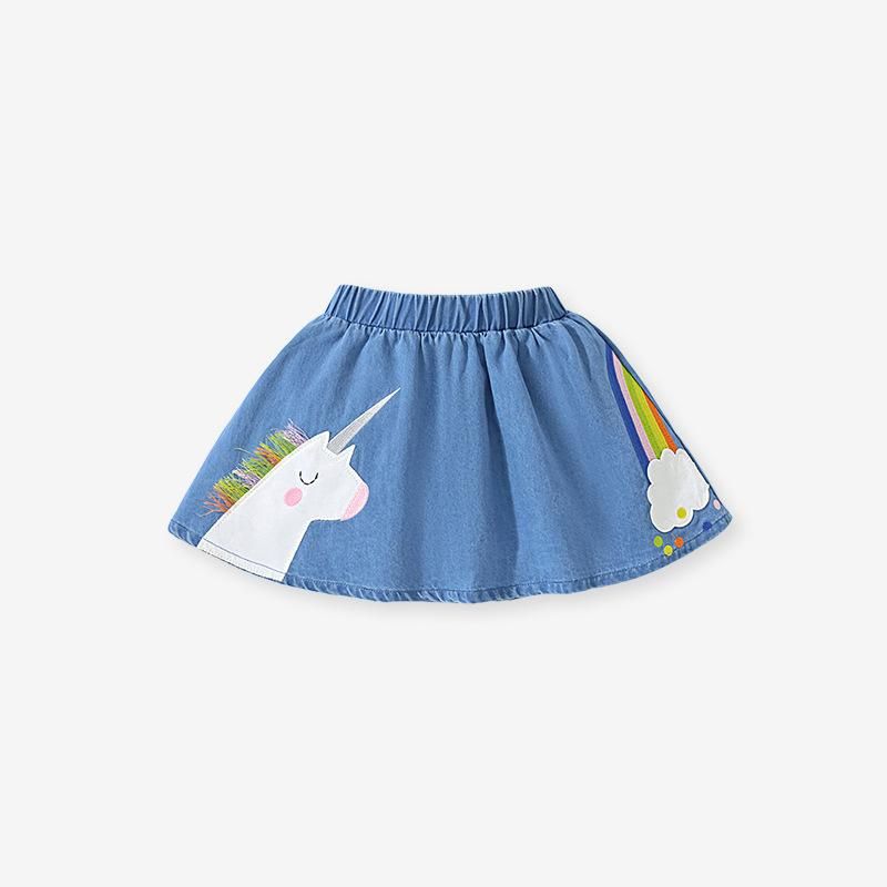 2023 Summer New Children's Wear Skirt European And American Denim Skirt Cartoon Em
