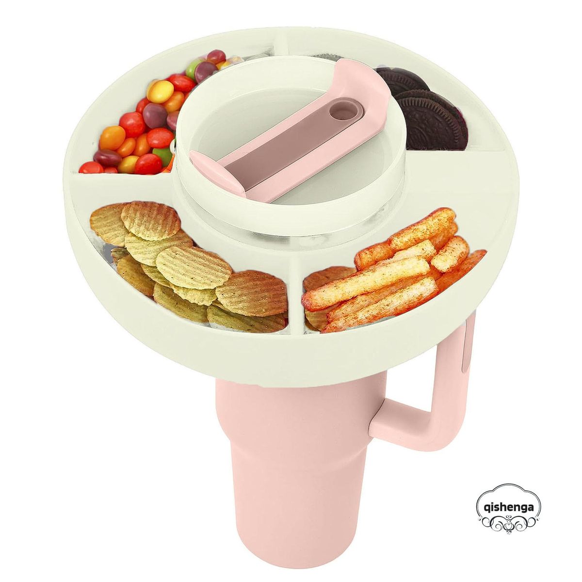 4 Compartment Snack Platter For Cup Easy Install Removable