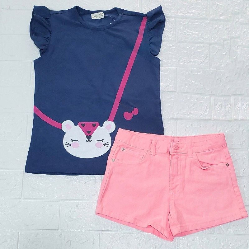 Girls Stylish Top And Shorts Set