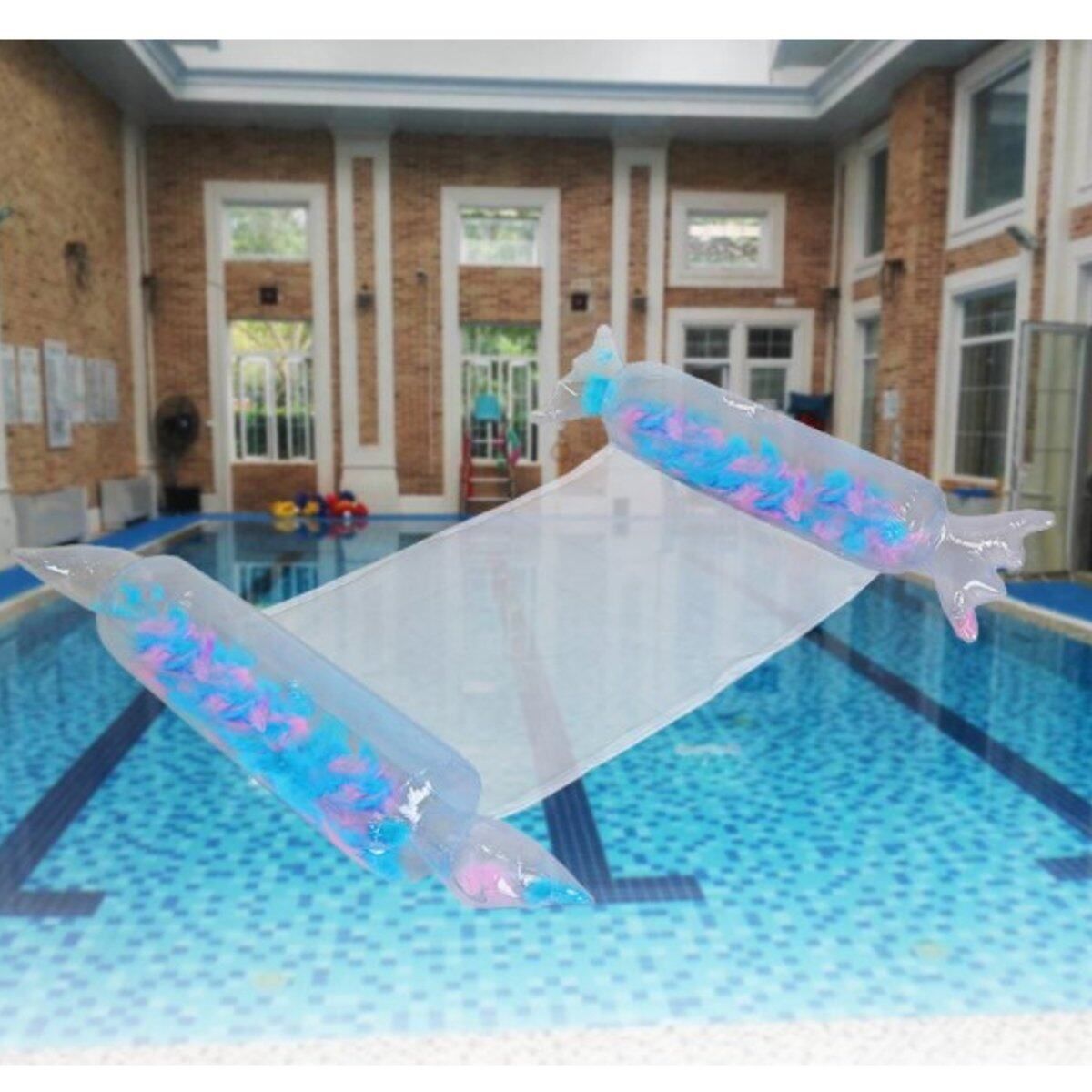 Inflatable Floating Water Hammock Float Swimming Pool Lounge Bed Chair Beach Hot Candy Sequins