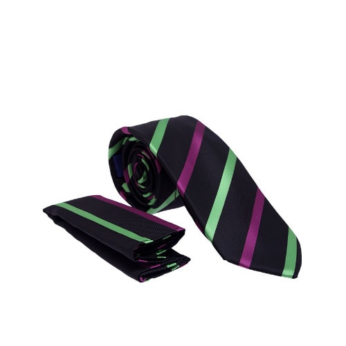Men's Stripe Tie - Black & Green