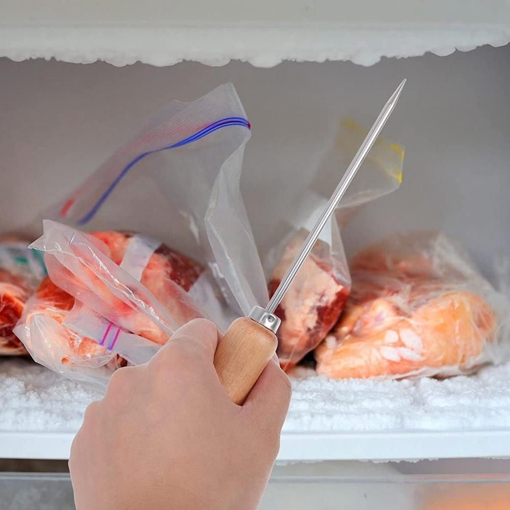 2PCS Ice Picker with Safety Wooden Handle Stainless Steel