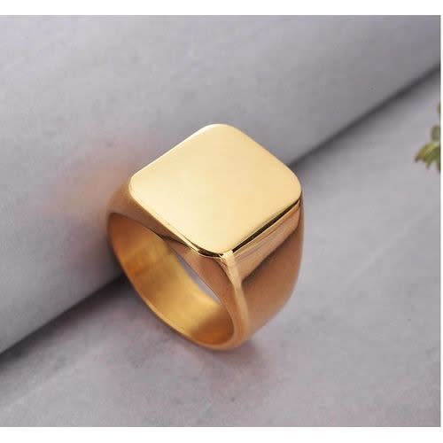 Men's Polished Metal Index Ring - Gold