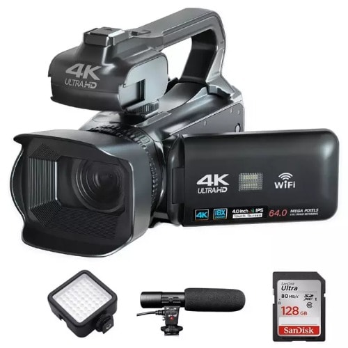 Touchscreen WiFi Camcorder Digital Video Camera - 18X Zoom 64mp Auto Focus 4K 4.0 inch For Youtube