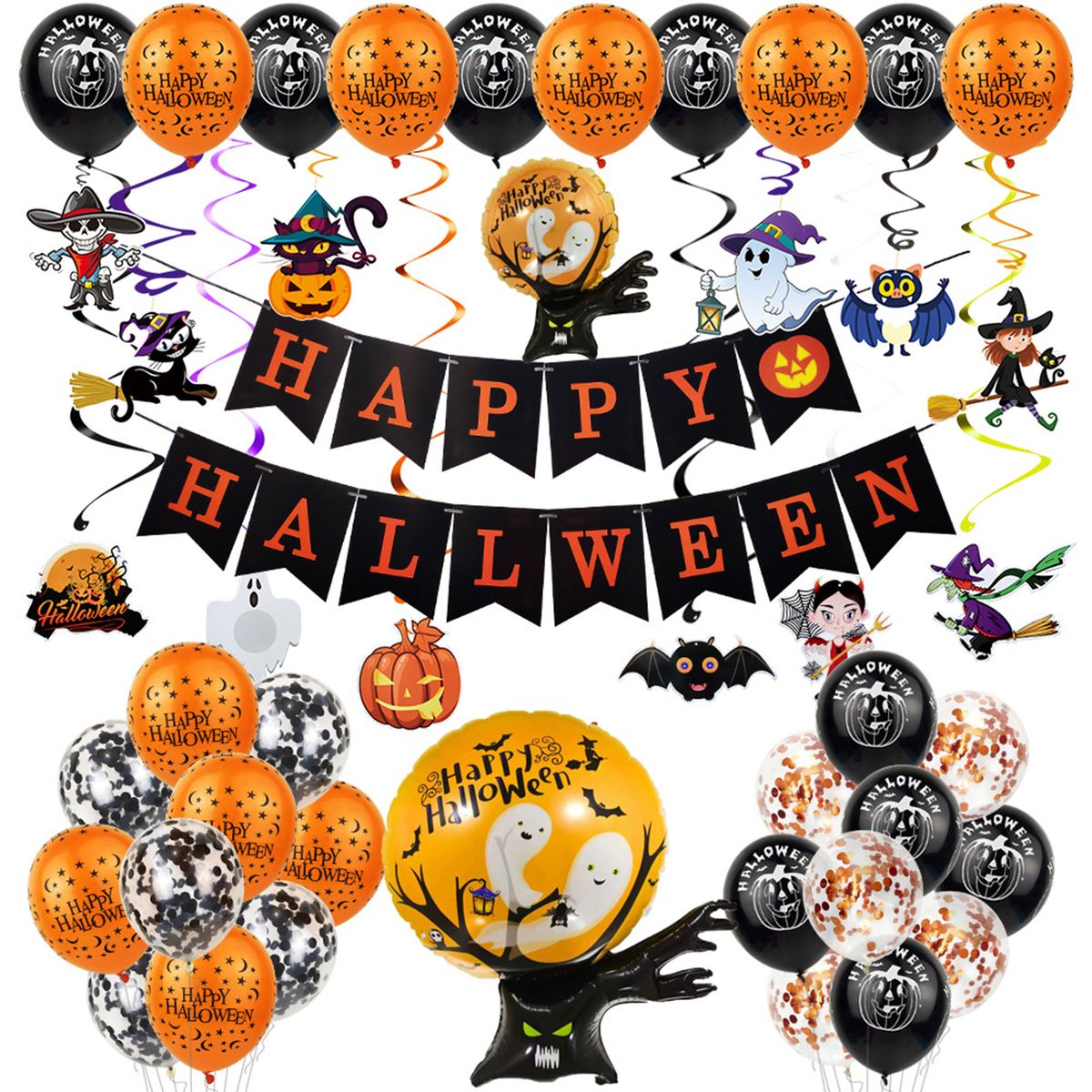 Halloween Balloon Decorations Set Hanging Happy Halloween