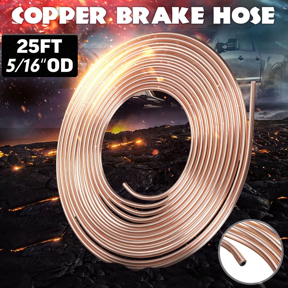 Universal 5/16" 25ft Roll Copper Brake Pipe Hose Fuel Transmission Line Tubing