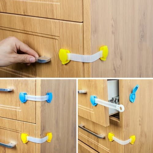 2pcs Self Adhesive Multifunctional Baby Safety Lock- Blue