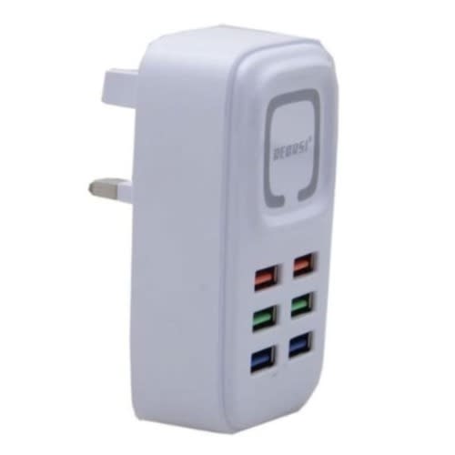 Recrsi 8-USB Port Fast Cell Phone Charger With Auto ID - 6A