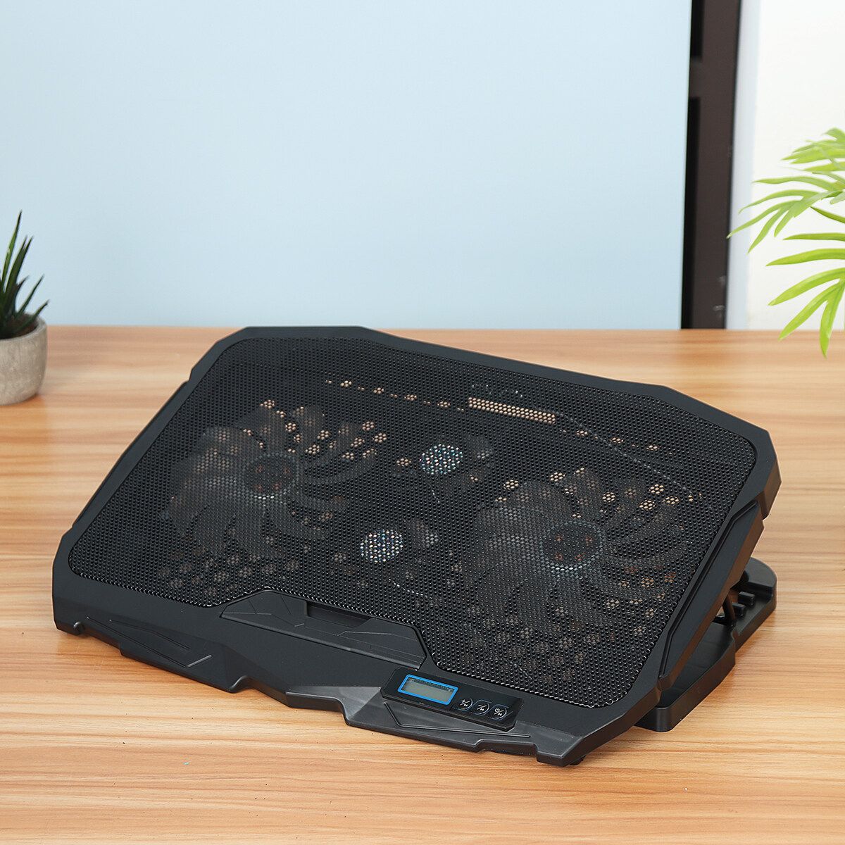 Ultra Slim 2 USBs LCD Fans Notebook Laptop Gaming Cooling Pad Stand 12-15.6inch