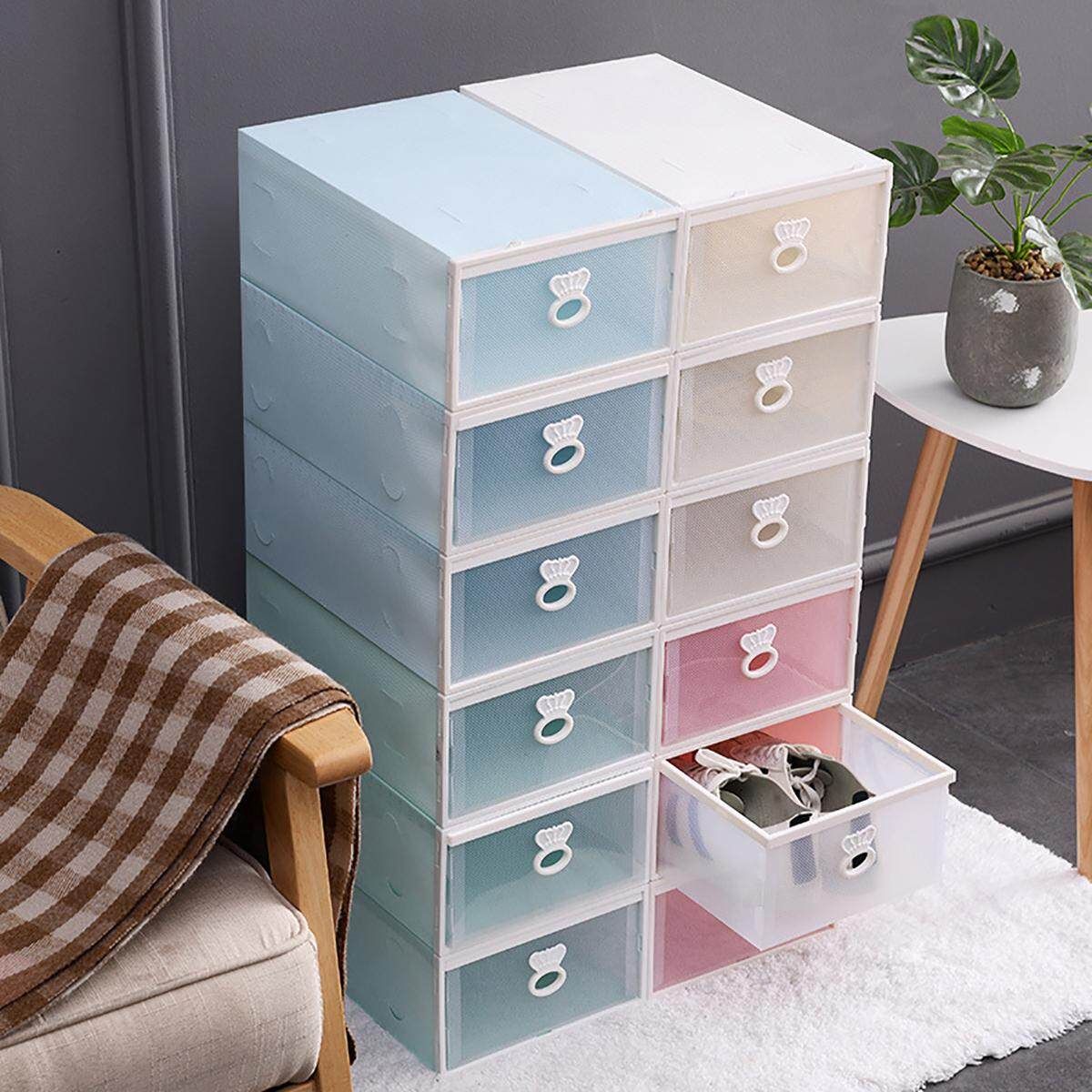 Drawer Shoe Box Storage Transparent Shoe Box Factory Direct Dustproof Thickening Storage Box Plastic Box Household Items Pink