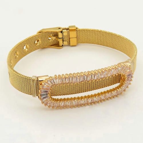 Women Mesh Strap Crystal Bracelet