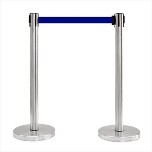 Crowd Control Barrier Stanchion With 2m Belt - 2 Poles - Blue