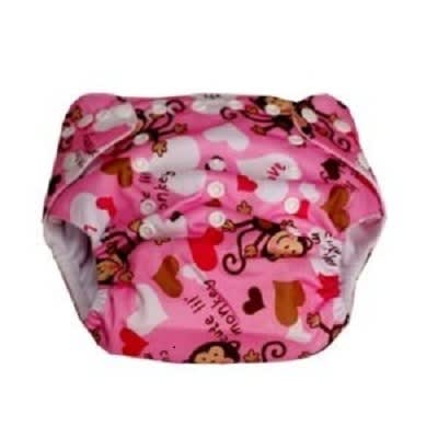 Washable Printed Baby Cloth Diaper Plus Free Insert - Pink