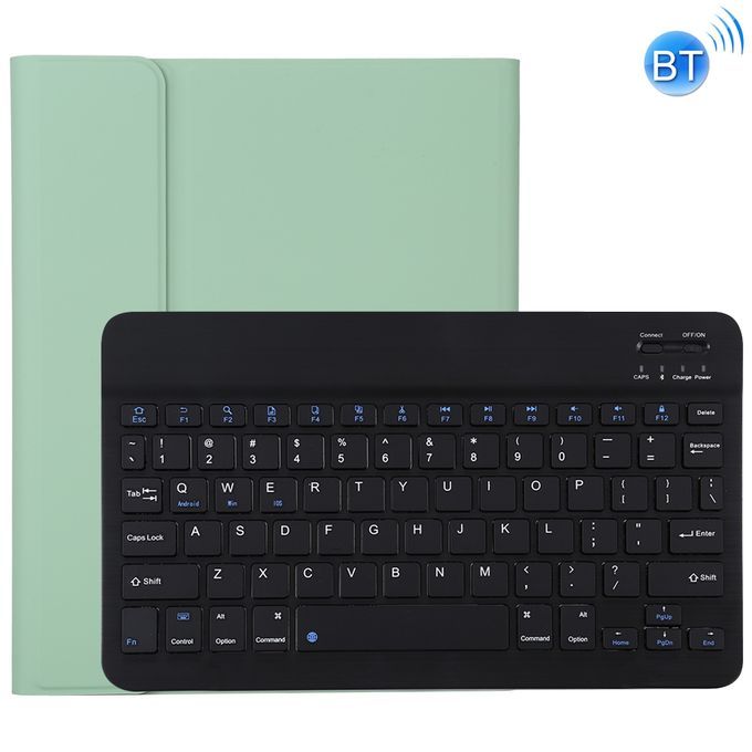 TG11B Detachable Bluetooth Black Keyboard + Microfiber Leather Protective Case For IPad Pro 11 Inch (2020), With Pen Slot & Holder (Green)