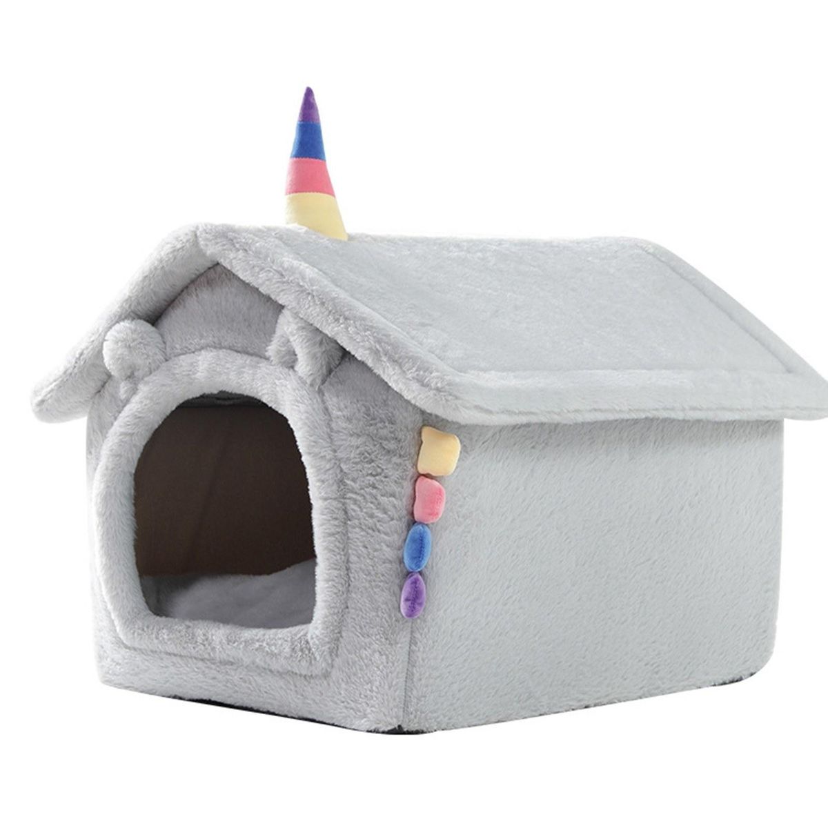 Fodable Indoor Pet House,Cat Bed Removable and washable Sleeping Bed With Plush Cushion Best Supplies, Pet Tent-Soft Bed Warm Cave Nest for Dog & Cat(for small animals within 5kg)