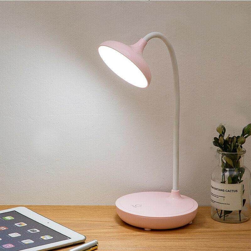 Dimmable Touch Sensor USB Charge LED Desk Table Night Bedside Reading Lamp Light Pink