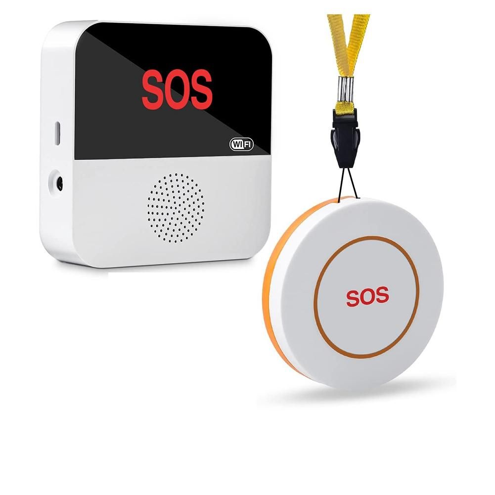 Caregiver Pager WirelessAPP Control Life Alert for Seniors WiFi Connection 1 Receiver 1 SOS Call on