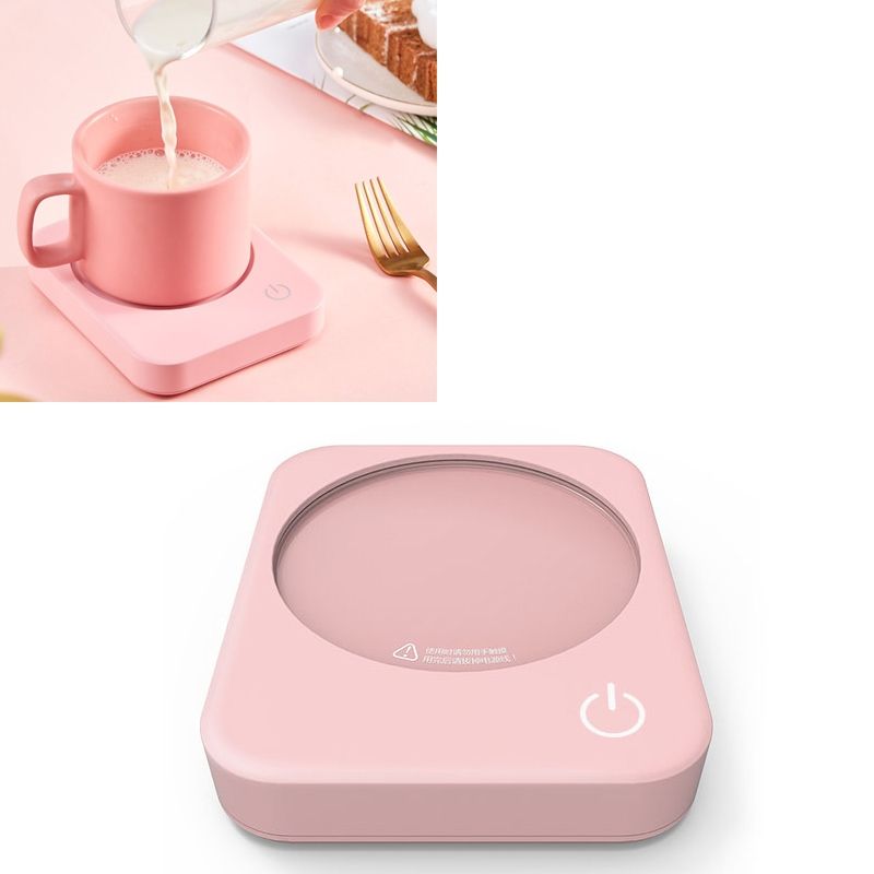 220V Intelligent 3 File Heating Constant Temperature Coffee Milk Tea Cocoa Juice Coaster Base Does Without Cup, CN Plug(Pink)