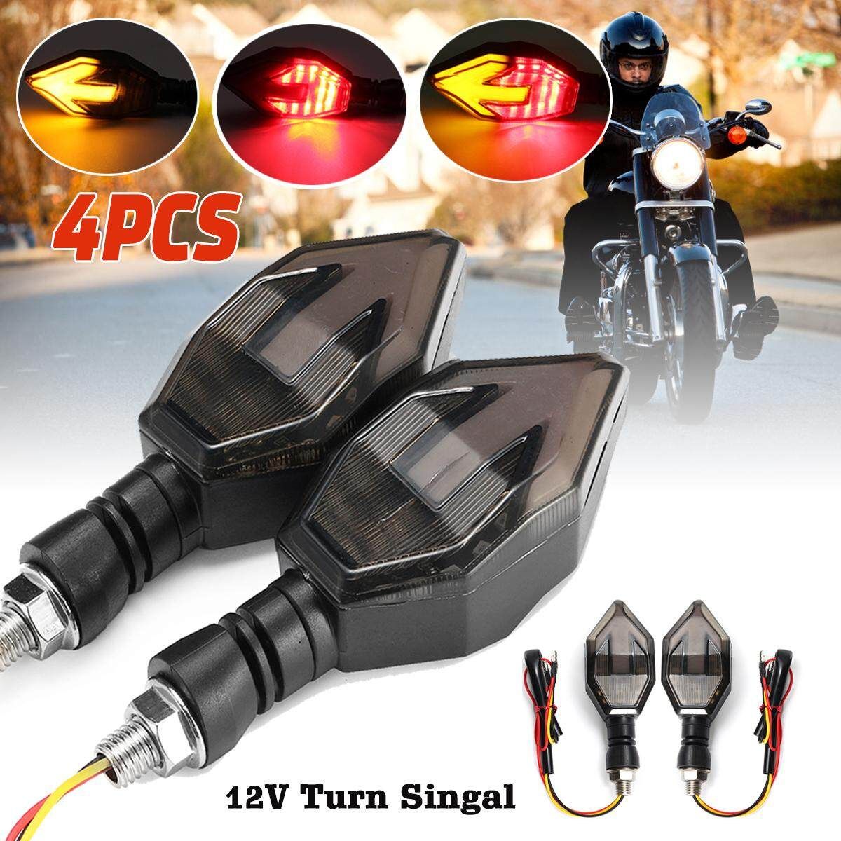 2 Pair Motorcycle Arrow LED Turn Signal Light Indicators Lamp For Harley For Suzuki （yellow Red）