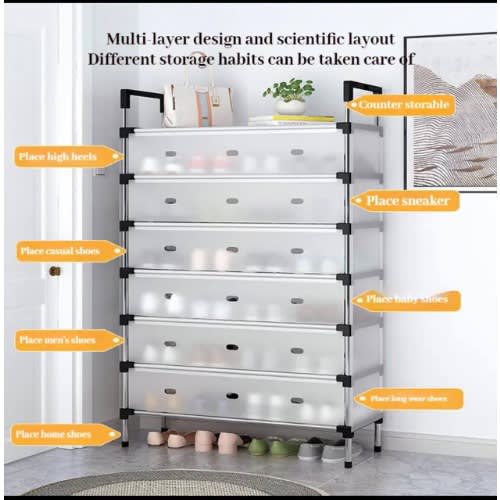 Simple Multilayer Shoes Rack Diy Assemble Space-saving Shoe Cabinet With Dustproof Diaphra
