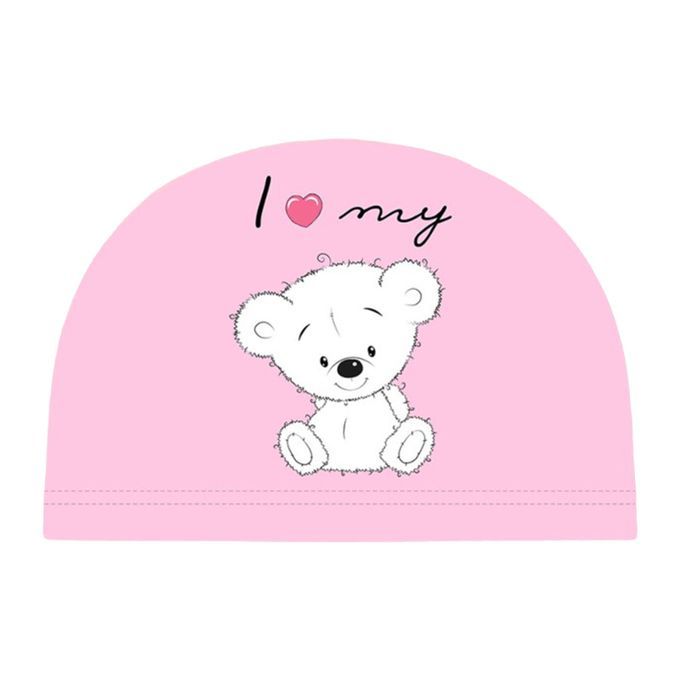 Swim Cap Kids Comfortable Fit Bathing Swimming Hat Pink Teddy Bear
