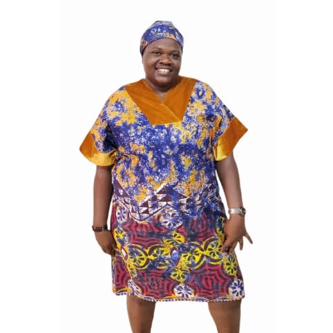 Gold Velvet Neckline Short Kaftan