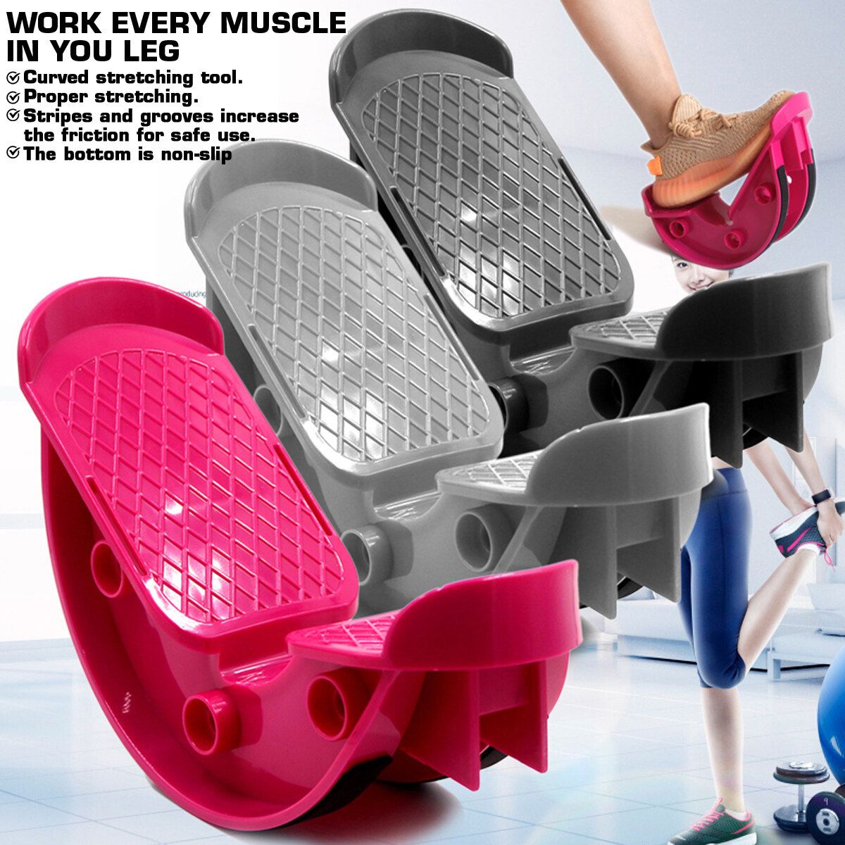 Fitness Pedal Foot Rocker Stretcher Sports Stretching Tool Pain Relief For Achilles Tendonitis Heel Shin Splint Plantar Fasciitis Black