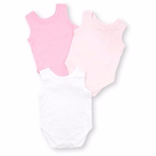 3 Pack of Sleeveless Baby Bodysuits - Pink