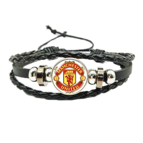 Manchester United Football Club Logo Adjustable Leather Rope Bracelet