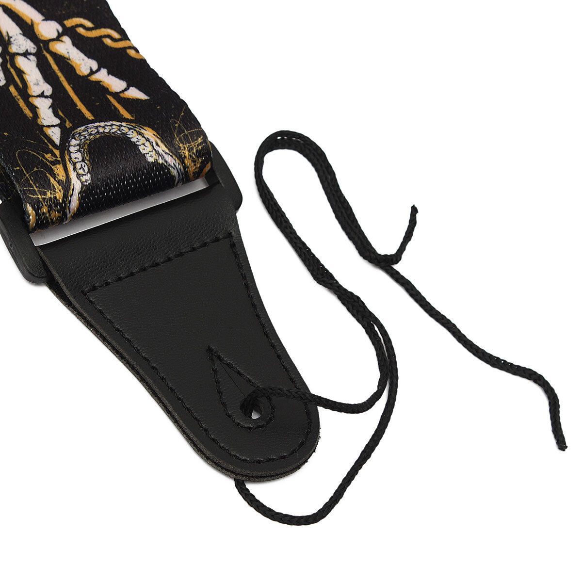 Nylon Guitar Strap PU Leather Ends Folk Horror Skull For Electric Bass Acoustic