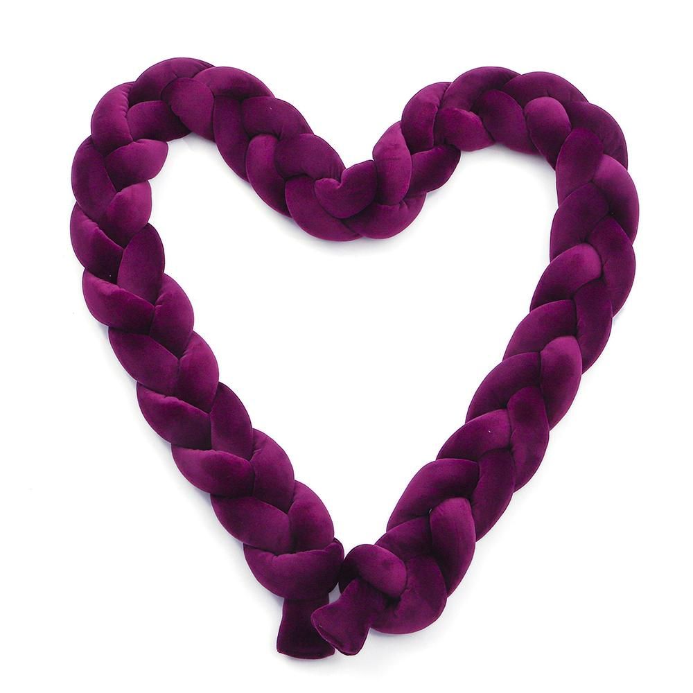 Baby Crib Bumper Knotted Braided Bumper Handmade Soft Knot Pillow Pad Cushion Nursery Cradle Decor Newborn Gift Crib Protector Cotton 2 Meters(78.7 Inch) - 3 Strands Purple