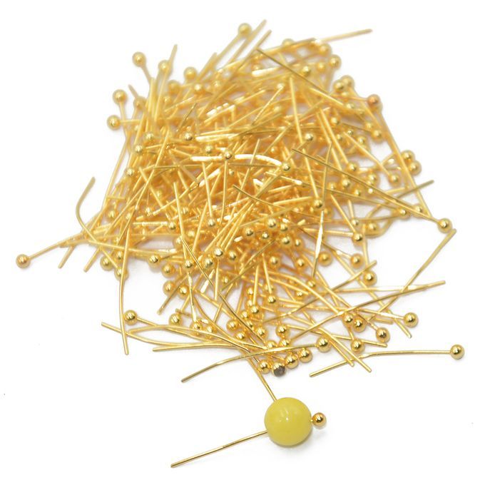 200x 20mm Gold Tone Plated BALLPINS Headpins Jewellery Making Ball