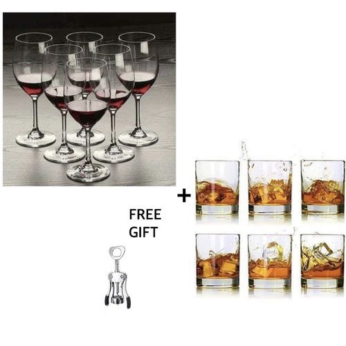 Wine And Cocktail Glass Set With Free Wine Opener
