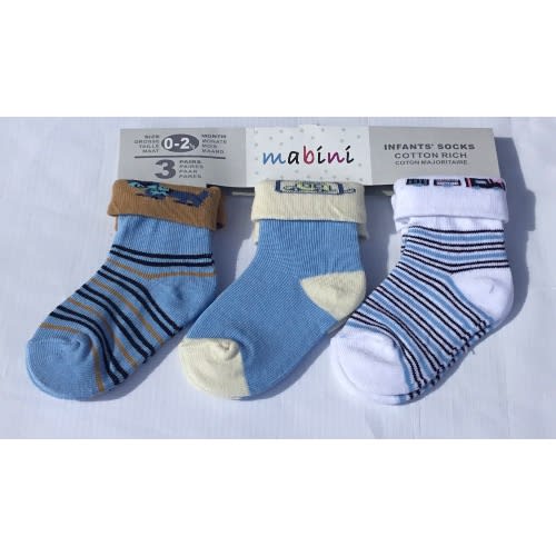 Infants Socks - Blue -3 Pairs