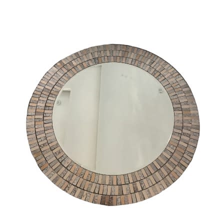 Vintage Mosaic Crackled Glass Round Mirror